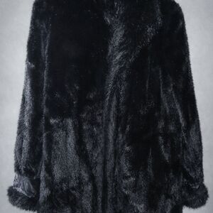 Elegant Black Faux Fur Coat